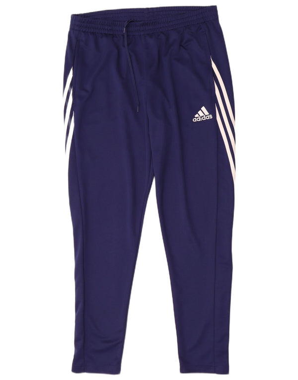 Calça de treino masculina Adidas Climalite grande poliéster azul marinho