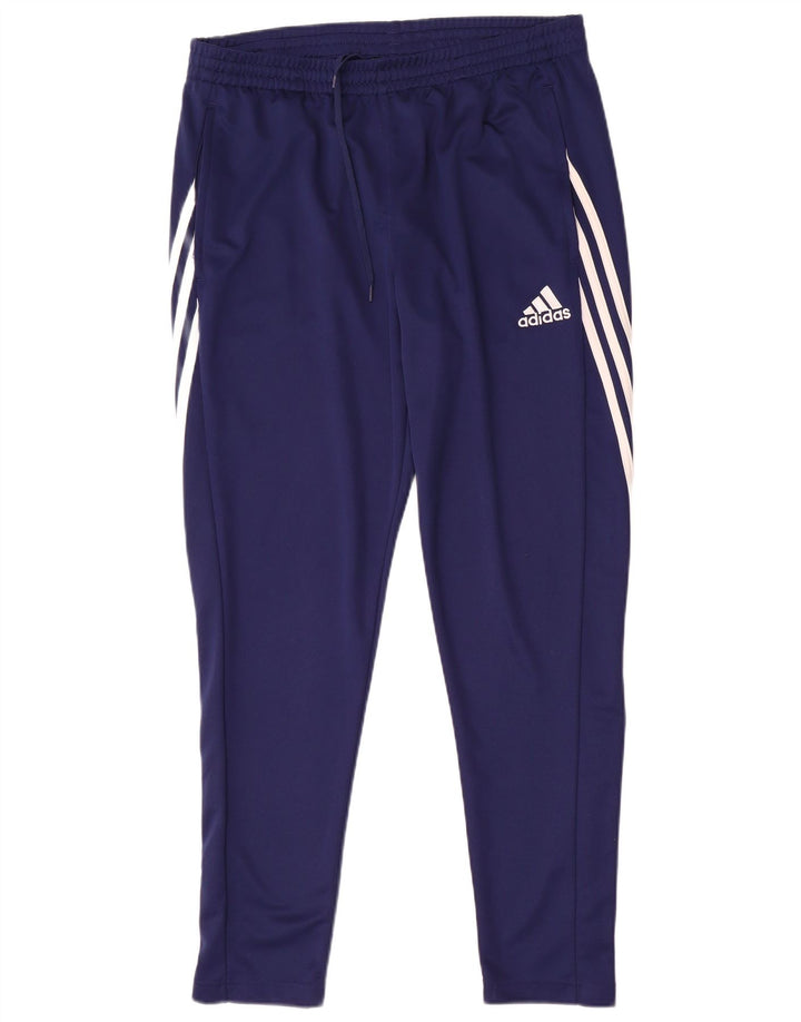 Calça de treino masculina Adidas Climalite grande poliéster azul marinho