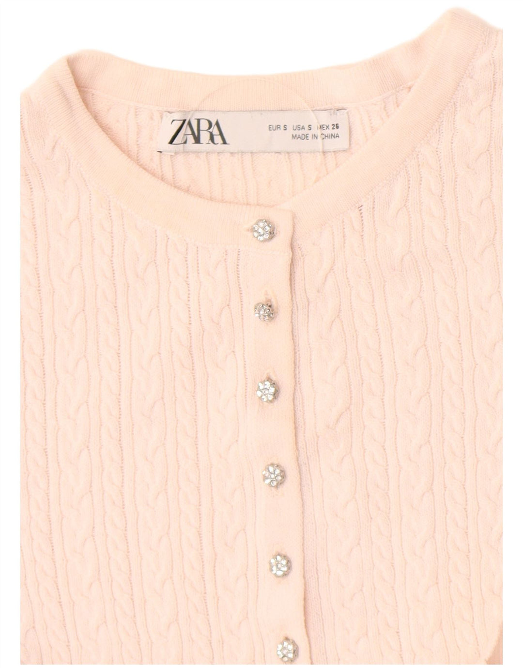 Suéter Zara Feminino Crop Cardigan Reino Unido 8 Pequeno Rosa