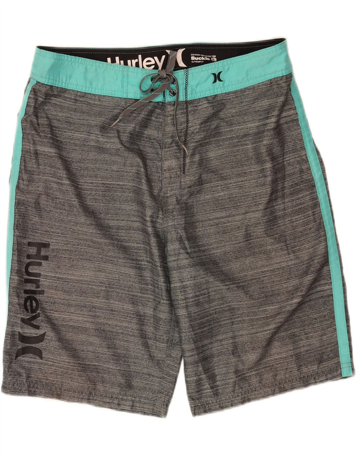 Shorts de natação masculino Hurley Graphic grande bloco cinza