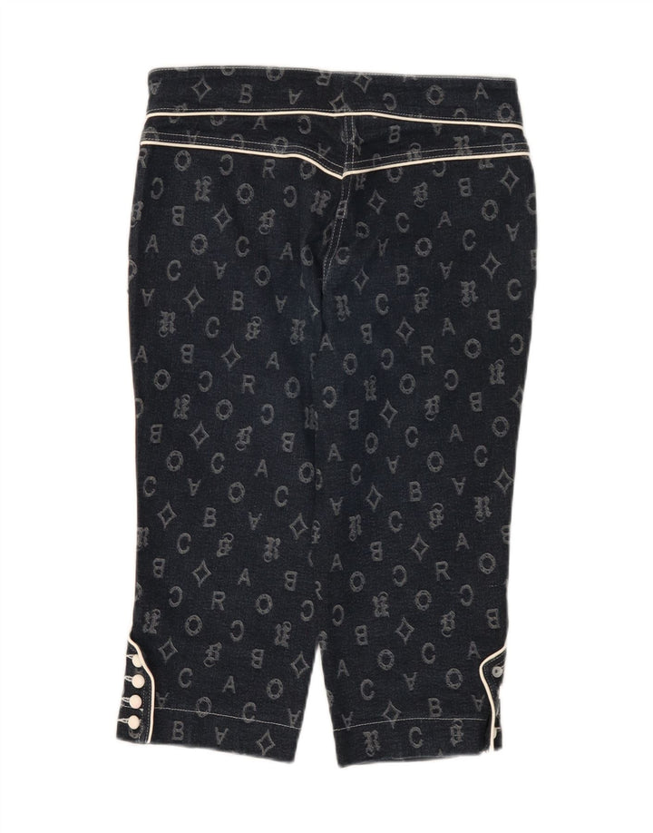 Calça capri feminina Roccobarocco IT 42 médio W28 L17 azul marinho geométrico