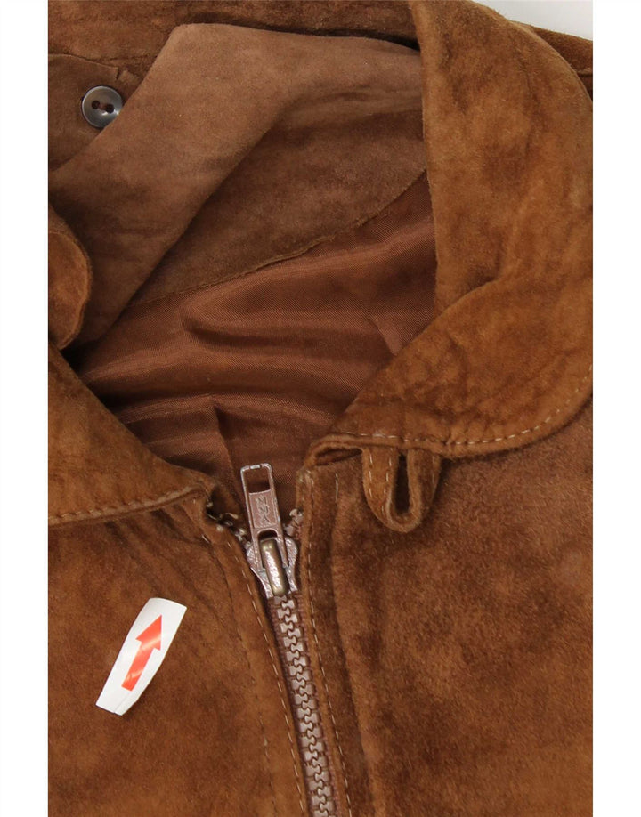 Jaqueta bomber masculina vintage de camurça IT 50 grande marrom