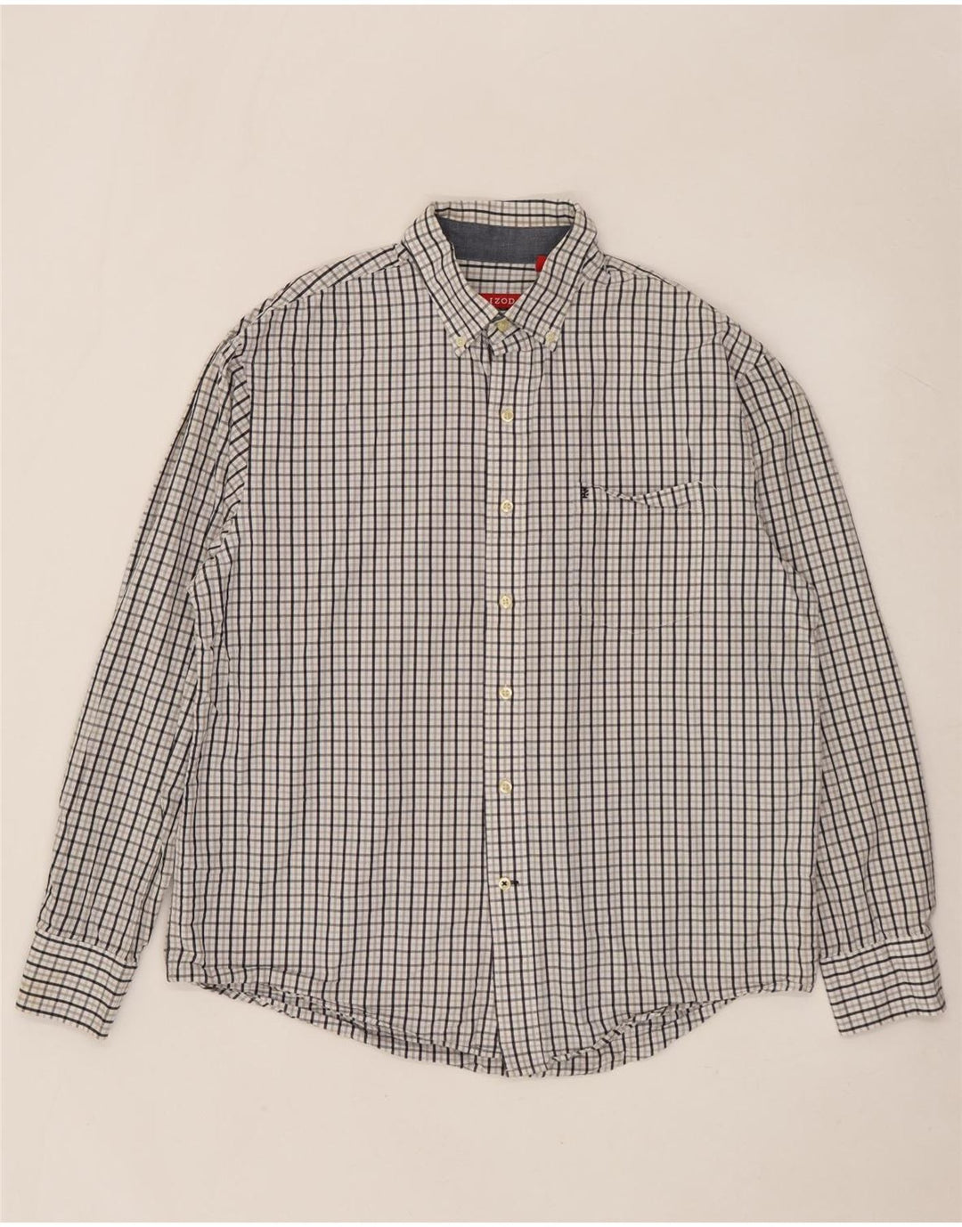 Camisa masculina Izod grande algodão xadrez branco