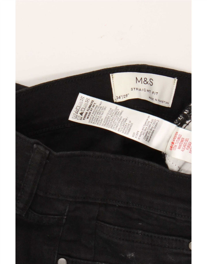 Jeans retos masculinos Marks & Spencer W34 L29 algodão preto