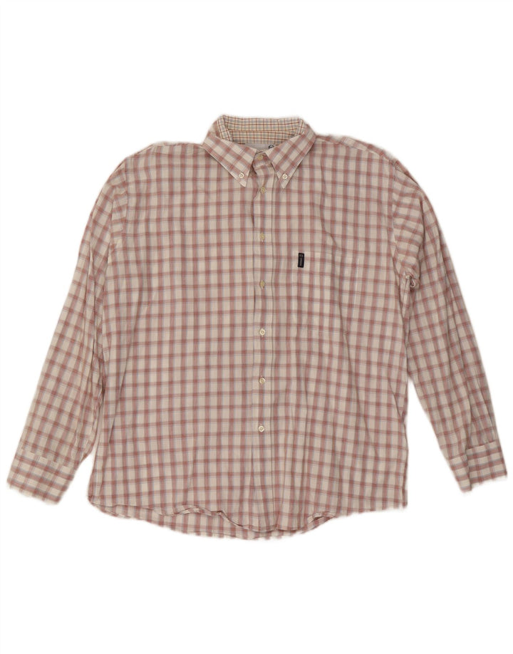 Camisa masculina Sergio Tacchini grande algodão xadrez branco