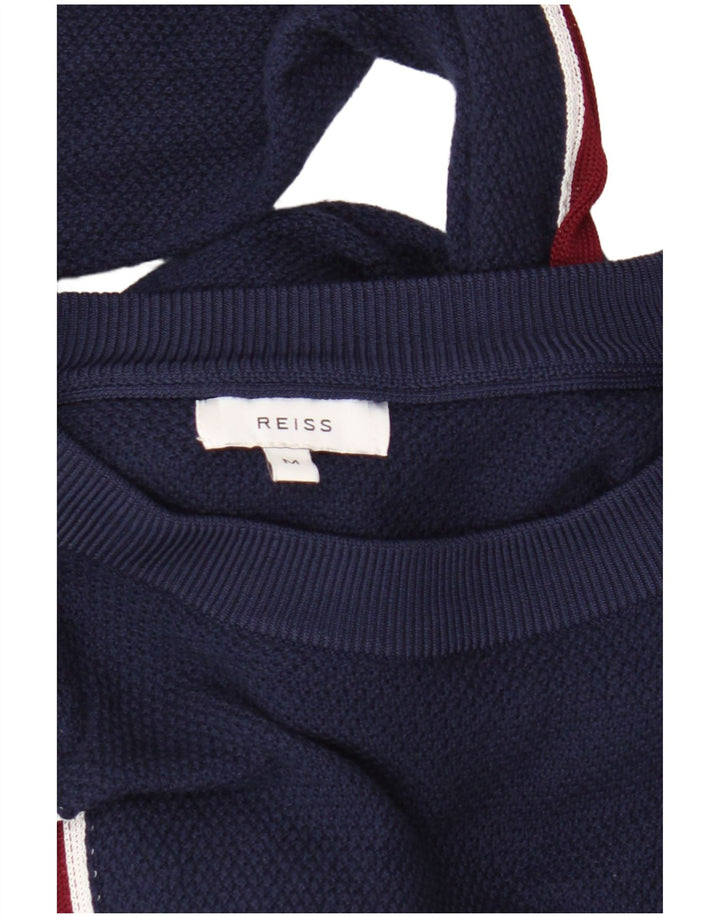 Suéter masculino Reiss com gola redonda listrado azul marinho médio