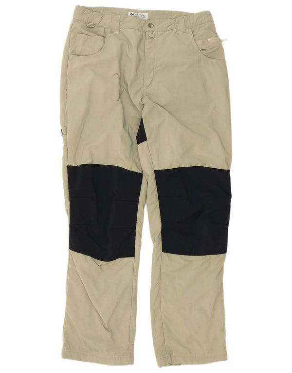 Calça cargo Columbia masculina reta W34 L30 bege colorblock nylon