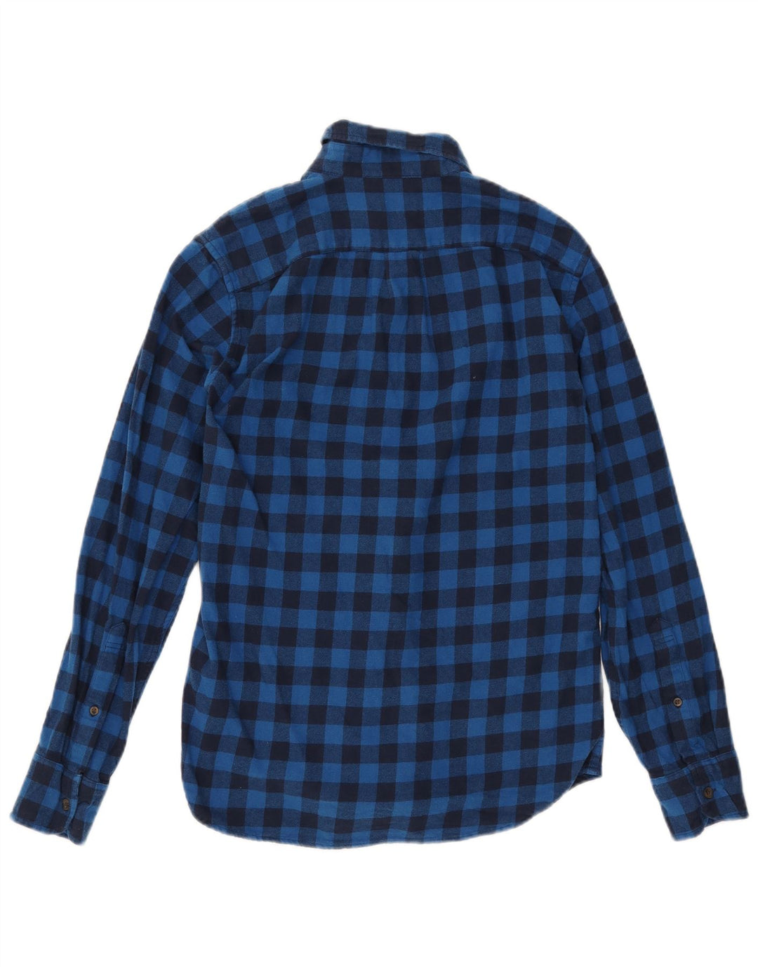 J. CREW Camisa masculina de flanela fina pequena algodão guingão azul marinho