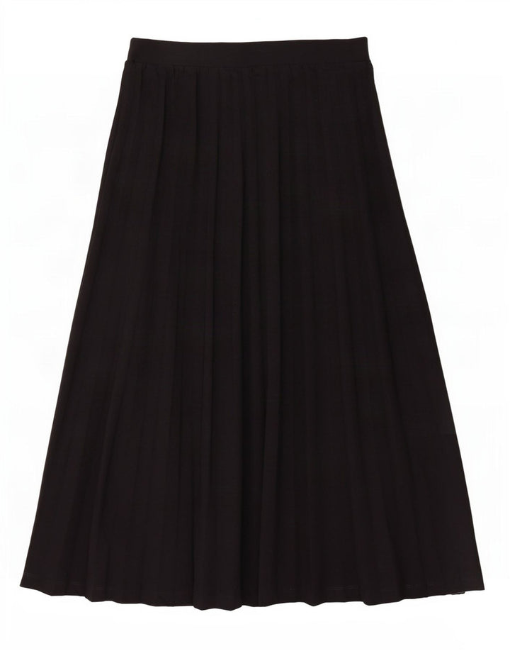 Saia feminina Midi plissada Marks & Spencer Reino Unido 12 Médio W30 Poliéster Preto