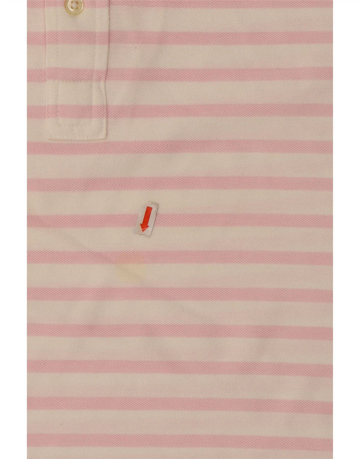 Camisa polo masculina de malha Oxford RALPH LAUREN de algodão listrado rosa médio