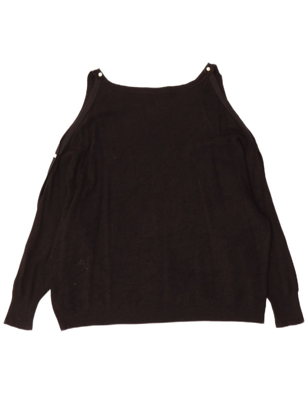 Suéter feminino Zara com ombro de fora e gola canoa Reino Unido 16 grande preto