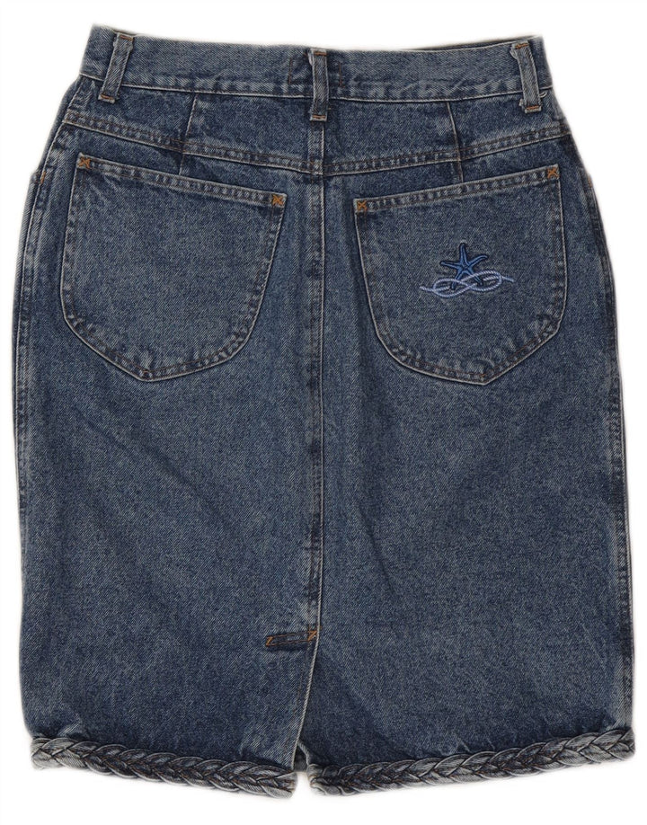 Saia jeans feminina Laura Biagiotti W28 azul médio clássico