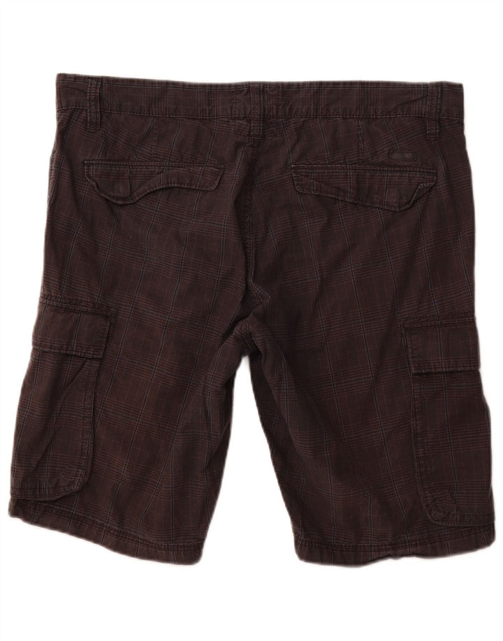 Shorts cargo masculino ESPRIT W36 grande algodão xadrez cinza