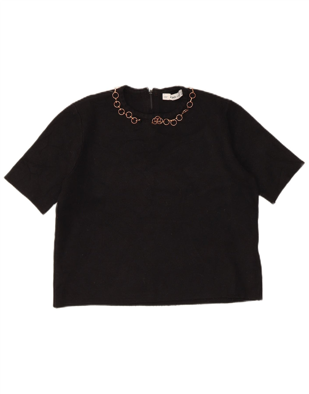 Blusa cropped feminina Zara UK 12 viscose preta média