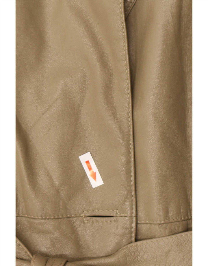 Jaqueta de couro feminina vintage UK 16 grande cáqui