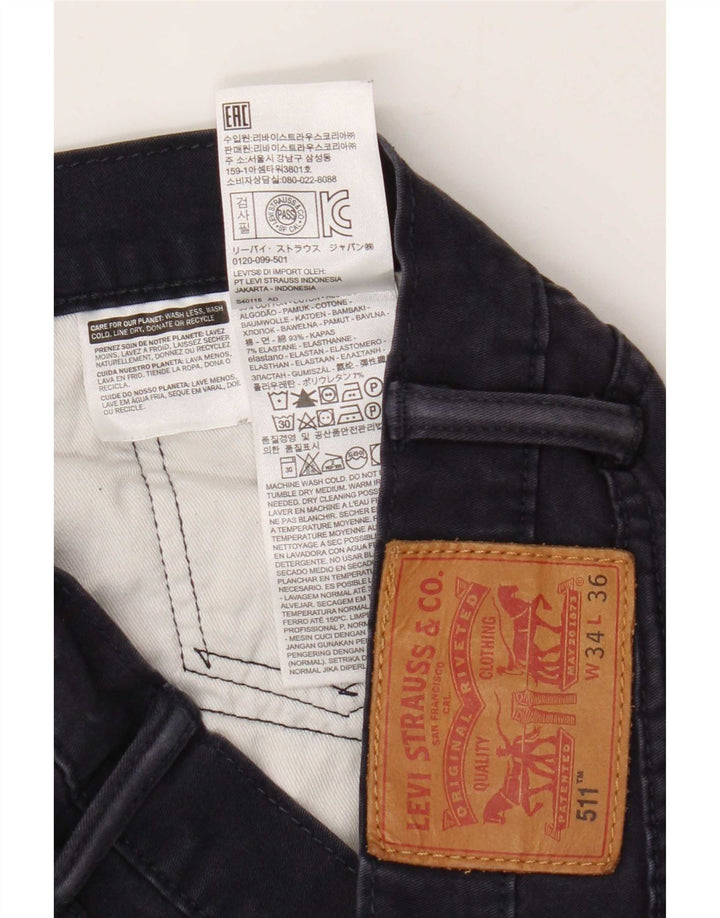Levi's Masculino 511 Slim Jeans W34 L33 Azul Marinho Algodão