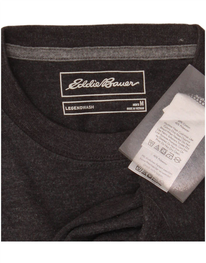 Camiseta masculina EDDIE BAUER algodão manchado cinza médio