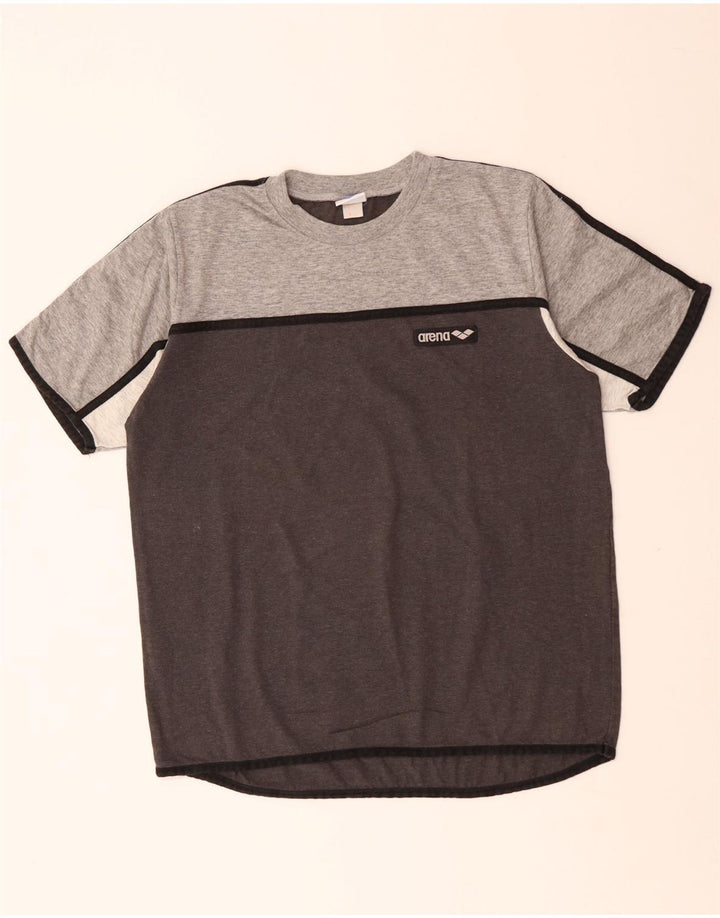Camiseta masculina ARENA Top cinza médio algodão colorblock