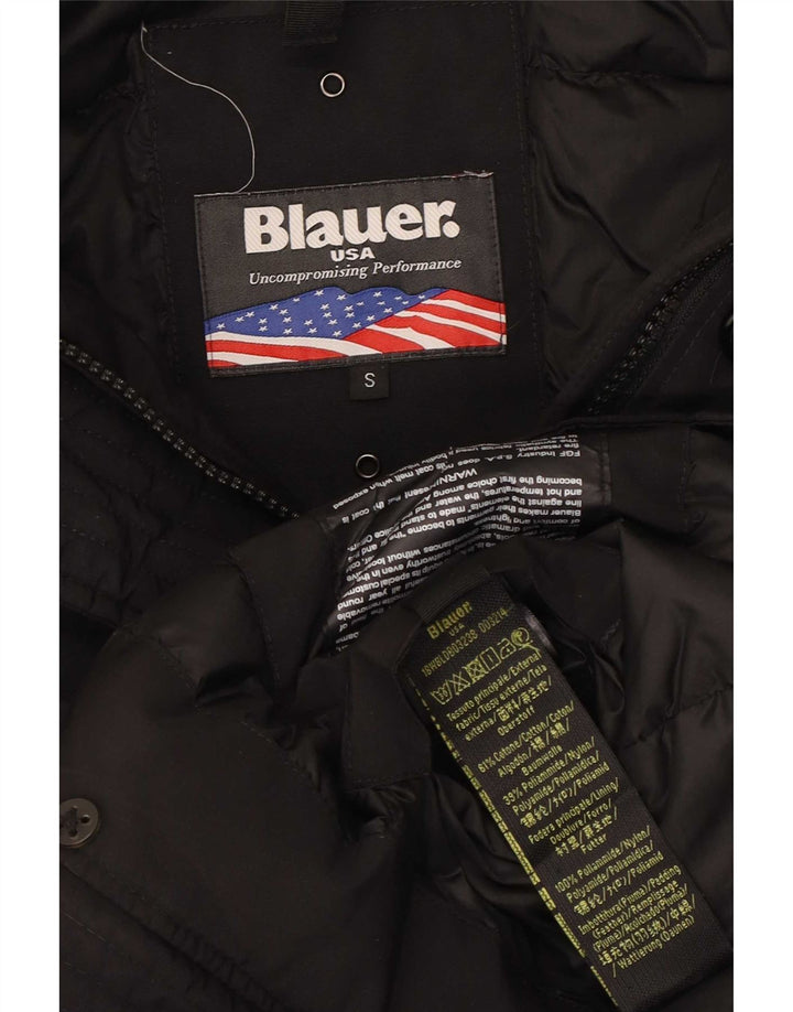 Jaqueta feminina acolchoada com capuz grande Blauer Reino Unido 10 algodão preto pequeno