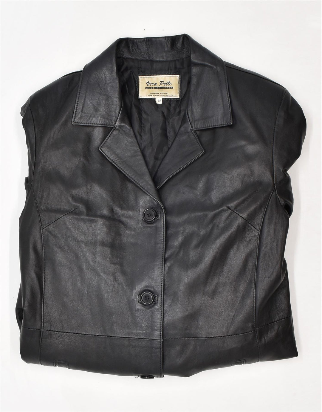 Casaco de couro feminino VINTAGE IT 48 XL couro preto