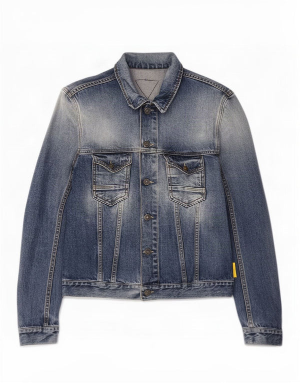 Jaqueta jeans feminina Meltin' Pot com lavagem ácida Reino Unido 14 algodão azul médio