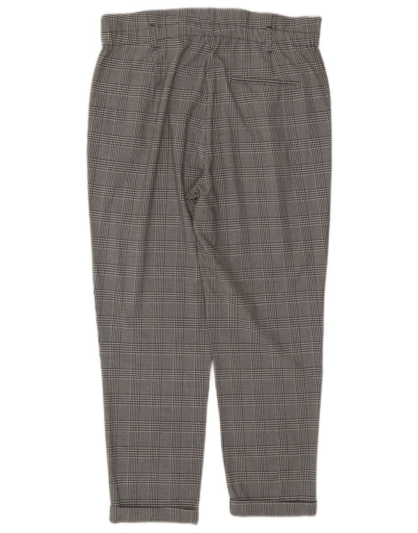 Zara Calça feminina Trafaluc cortada grande W30 L26 cinza houndstooth