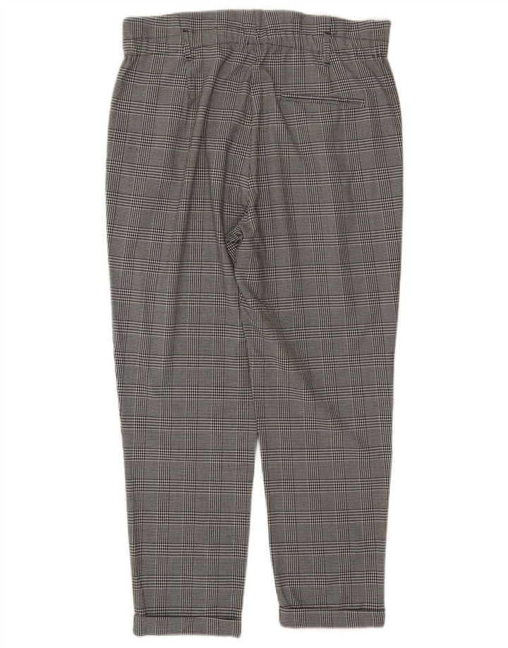 Zara Calça feminina Trafaluc cortada grande W30 L26 cinza houndstooth
