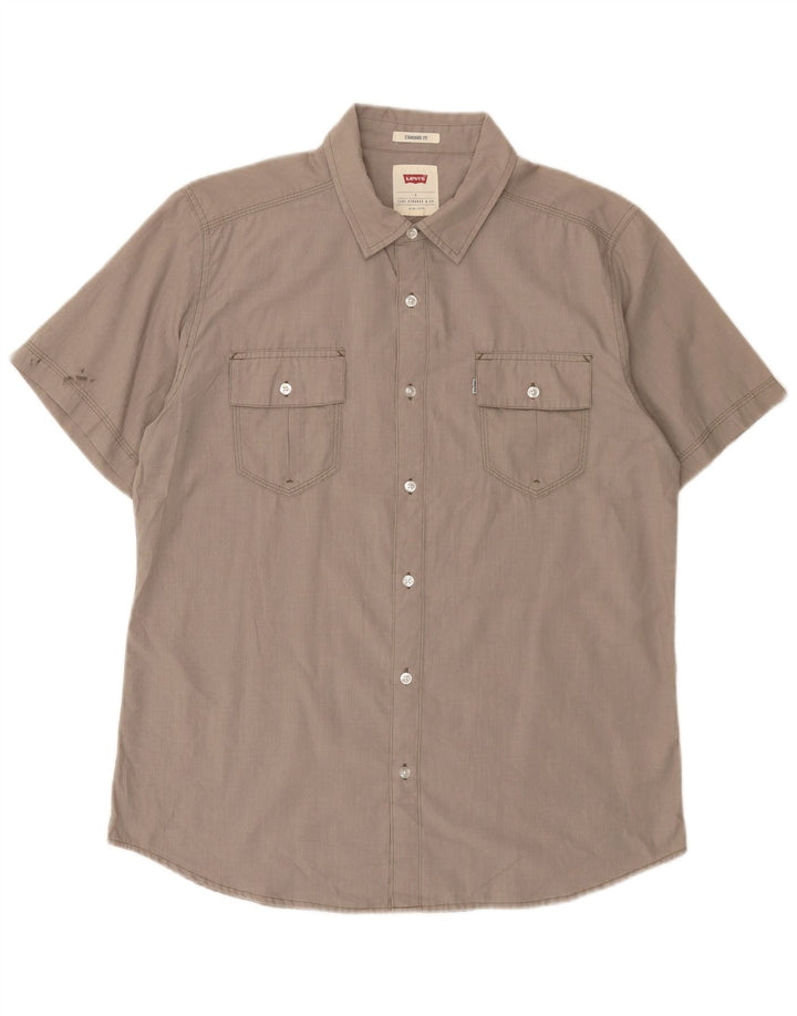 Camisa masculina Levi's manga curta padrão ajuste grande cinza algodão
