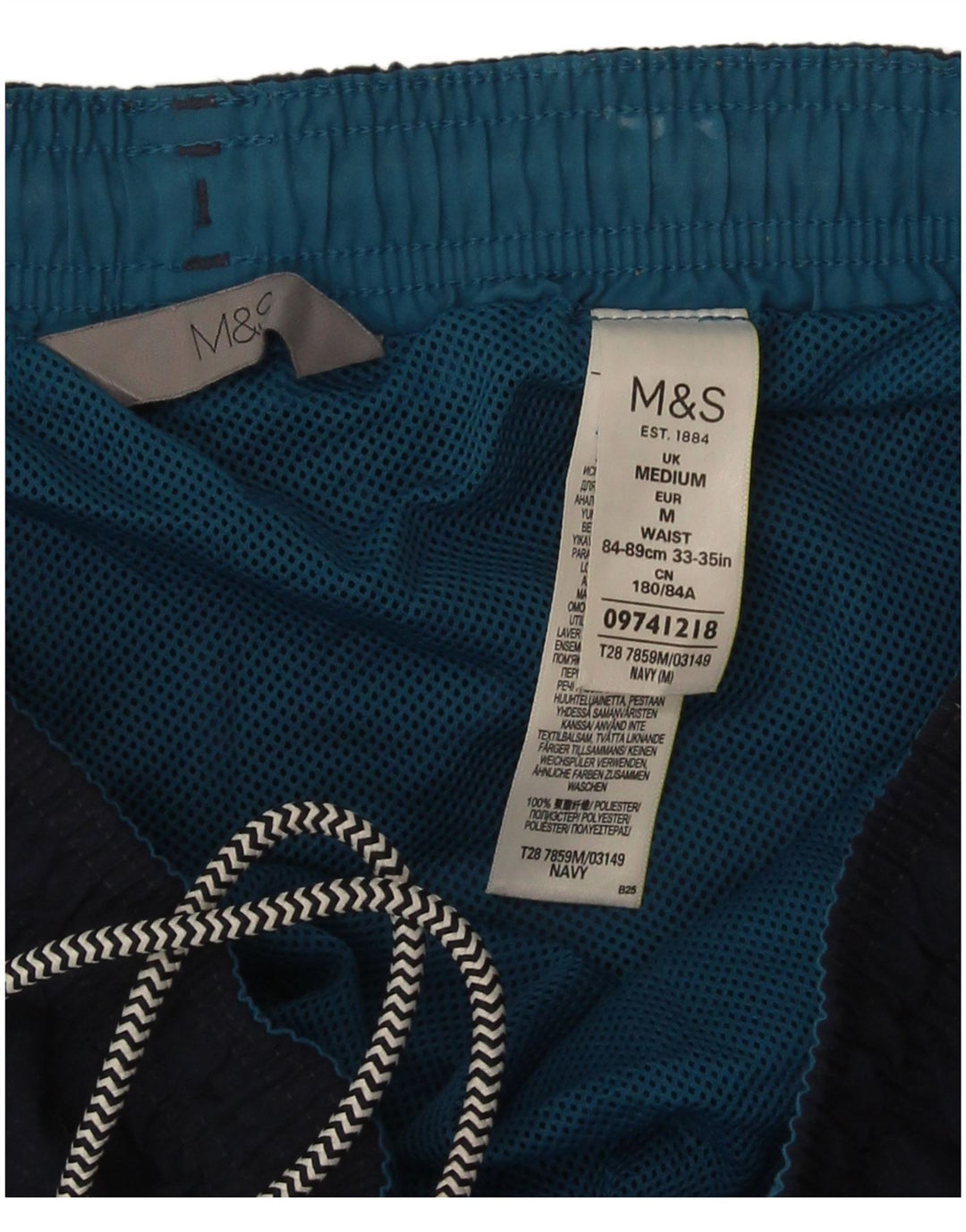 Shorts de natação masculino Marks & Spencer médio azul marinho poliéster