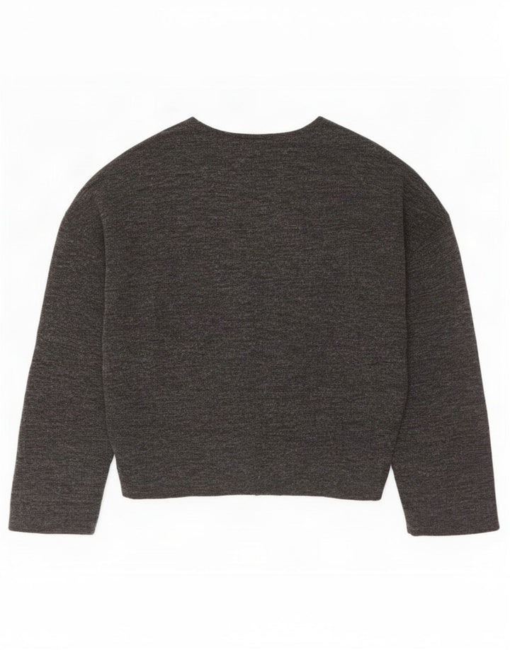 Blusa oversized feminina Zara UK 10 poliéster manchado cinza pequeno