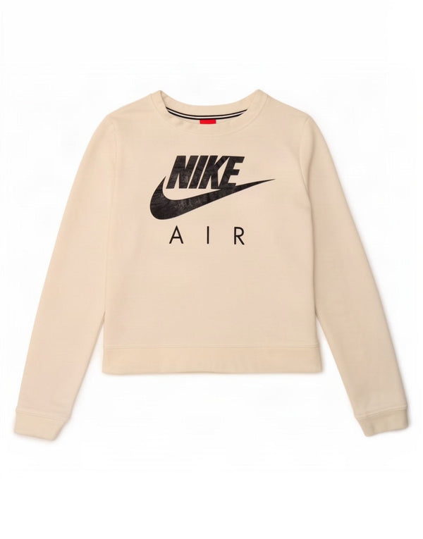 Nike Womens Crop Graphic Moletom Jumper UK 10 Pequeno Algodão Branco