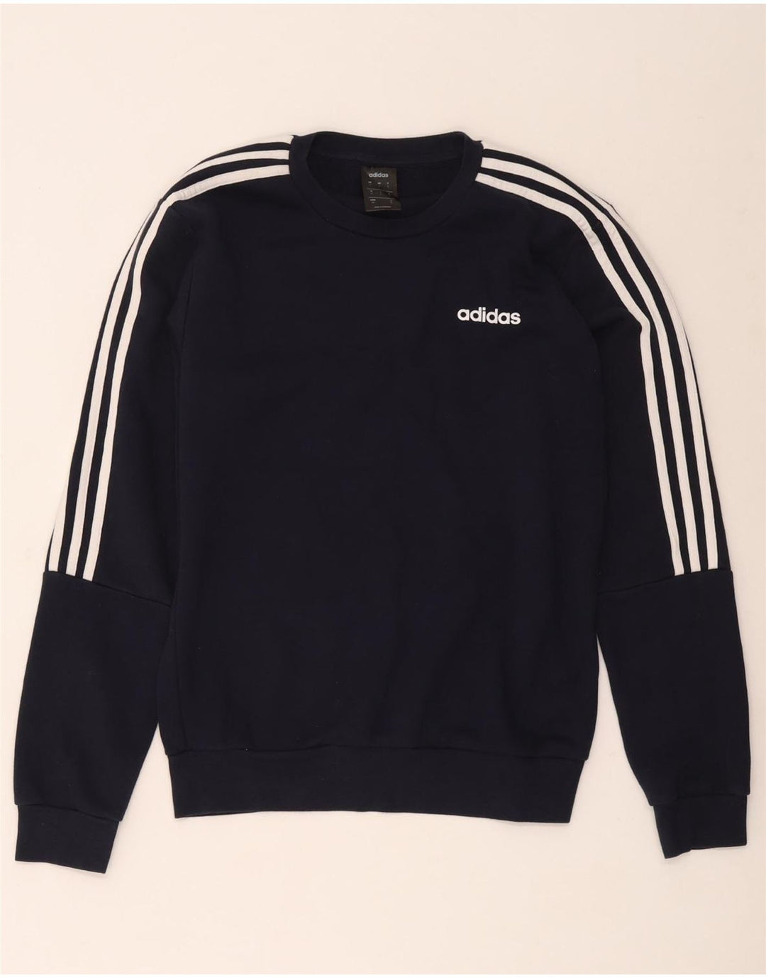 Adidas Mens Moletom Jumper Pequeno Algodão Azul Marinho