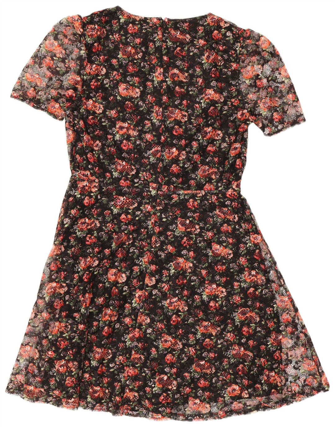 Vestido feminino Oasis A-Line UK 12 poliéster floral preto médio