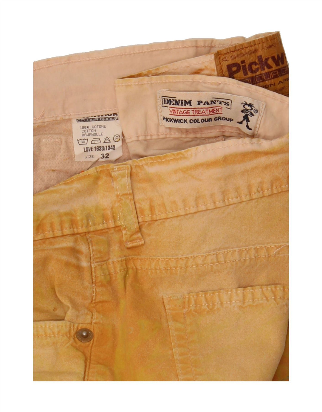 PICKWICK Womens Bootcut Casual Trousers W32 L29 Yellow Cotton Vintage Pickwick and Second-Hand Pickwick from Messina Hembry 