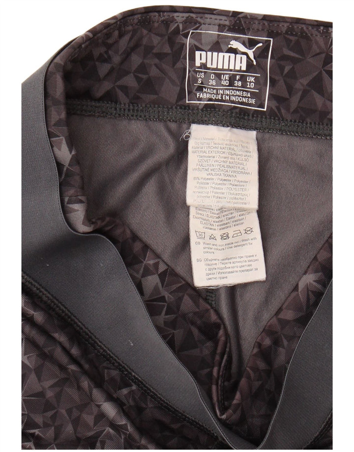 PUMA Womens Capri Leggings UK 10 Pequeno Poliéster Geométrico Cinza