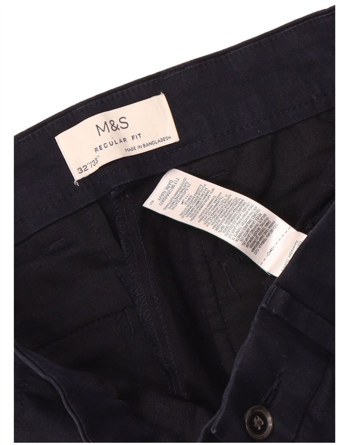 Calça chino masculina Marks & Spencer regular fit reta W32 L33 azul marinho