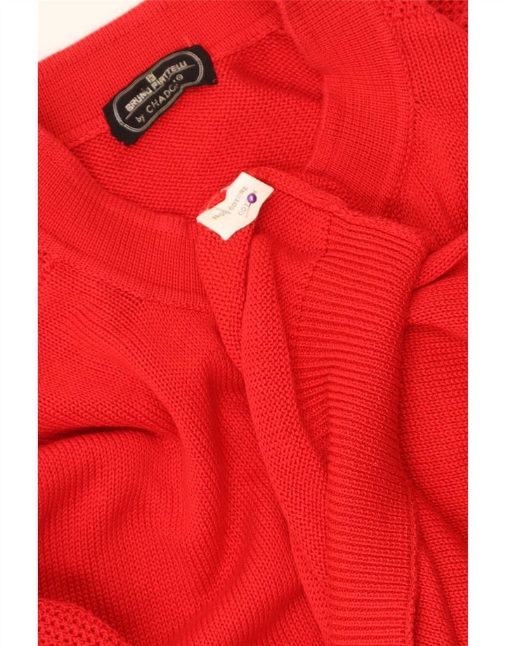 Suéter cardigã masculino vintage grande algodão vermelho