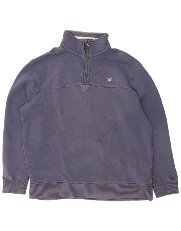 Crew Clothing Mens Zip Neck Moletom Jumper XL Azul Marinho Algodão