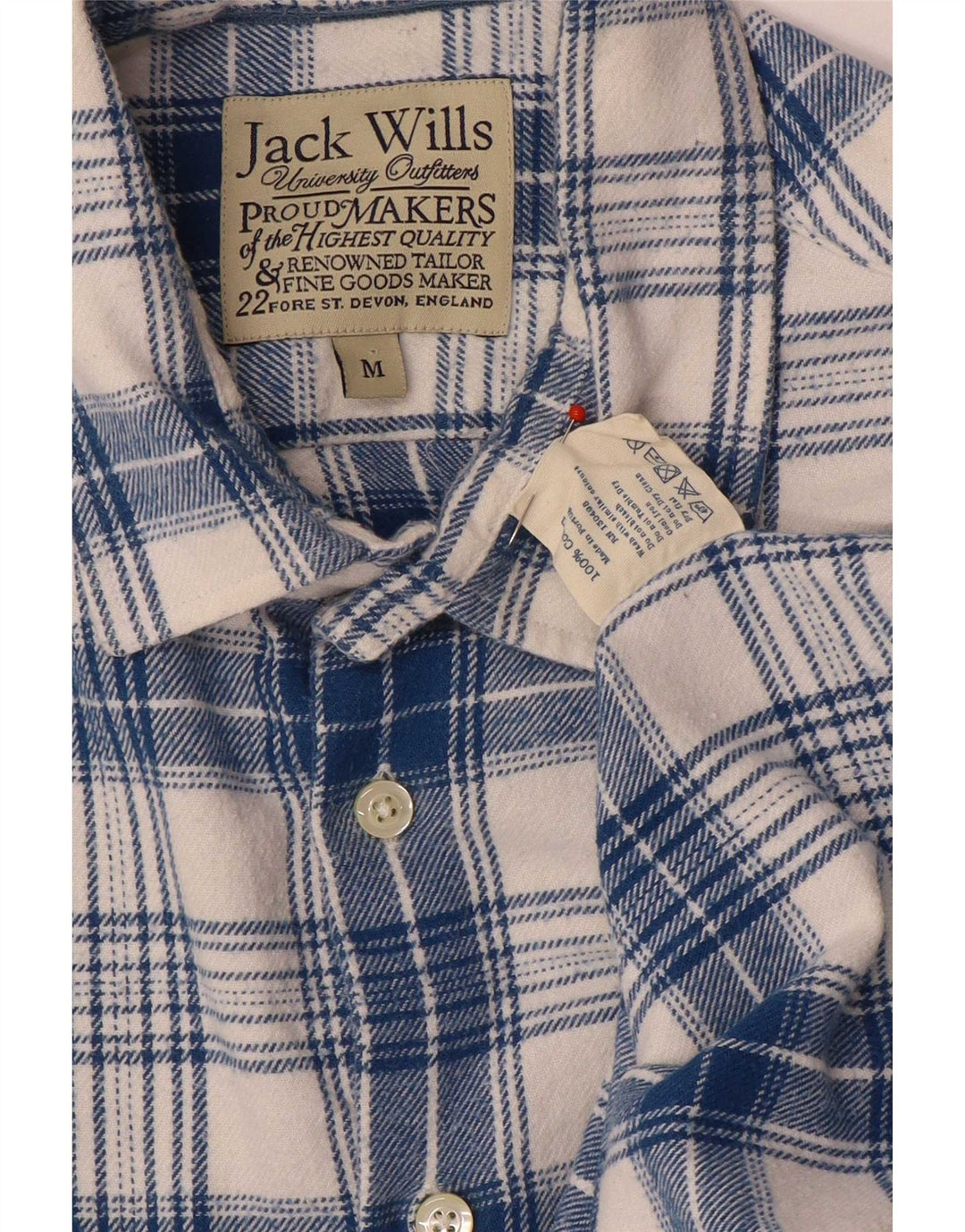 Camisa masculina de flanela Jack Wills algodão xadrez azul médio