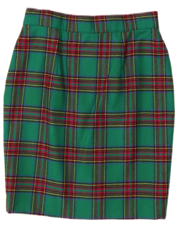 Saia lápis feminina vintage W28 xadrez verde médio