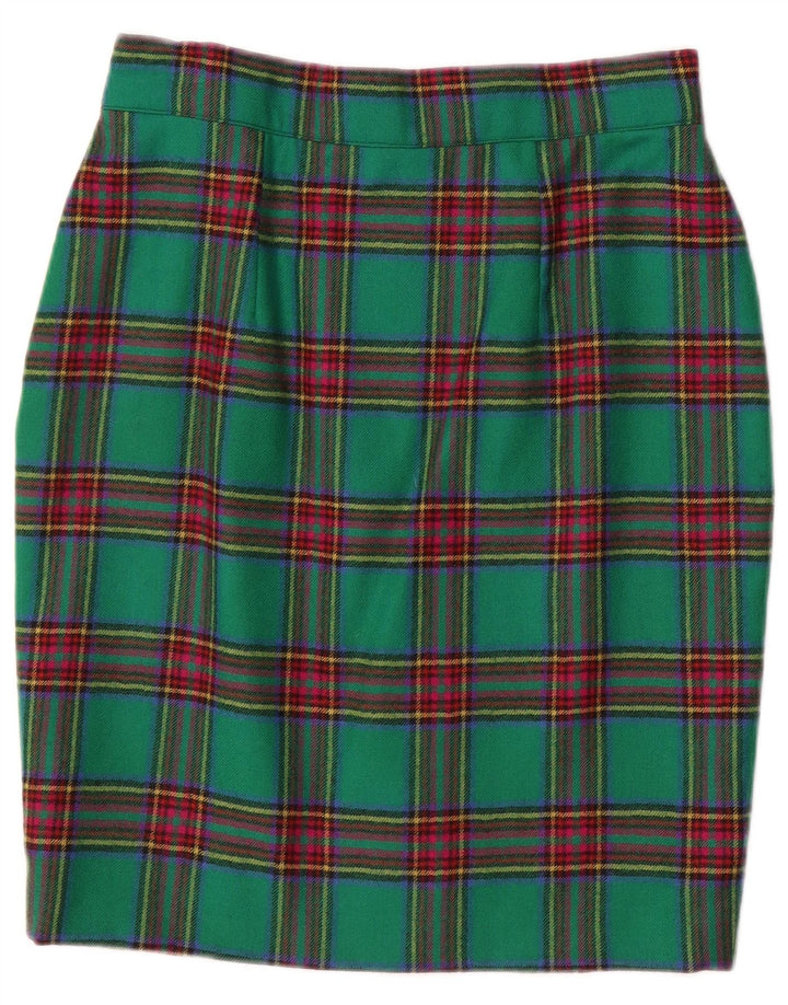 Saia lápis feminina vintage W28 xadrez verde médio