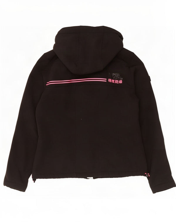 Jaqueta corta-vento feminina Superdry com capuz UK 12 médio preto