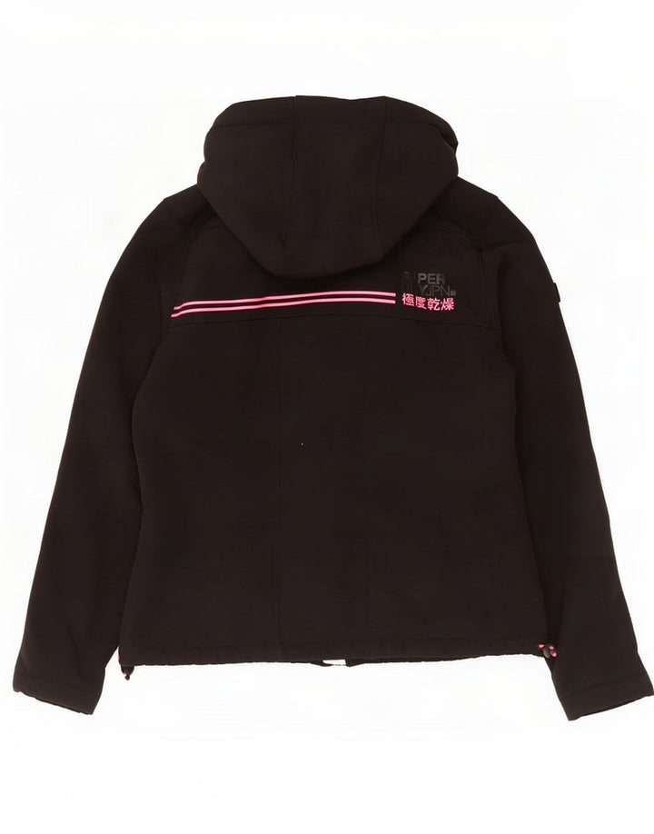 Jaqueta corta-vento feminina Superdry com capuz UK 12 médio preto