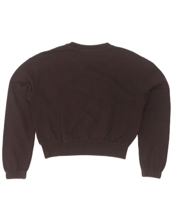 Calvin Klein Jeans feminino cropped moletom gráfico suéter Reino Unido 10 pequeno preto