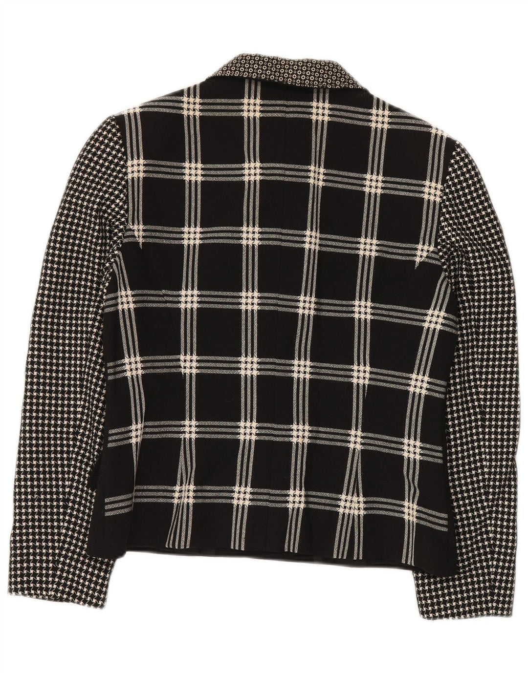 Jaqueta blazer feminina GENNY com 6 botões Reino Unido 14 patchwork preto médio