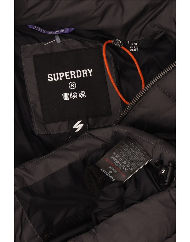 Jaqueta acolchoada com capuz feminina Superdry UK 10 Small Grey Nylon