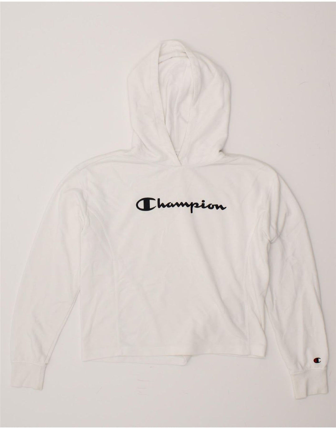 CHAMPION Girls Graphic Crop Hoodie Jumper 15-16 Years 2XL White Cotton Vintage Champion and Second-Hand Champion from Messina Hembry 