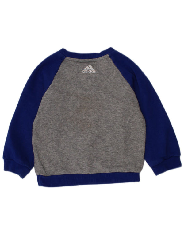 Suéter gráfico Adidas para meninos de 9 a 12 meses cinza colorblock
