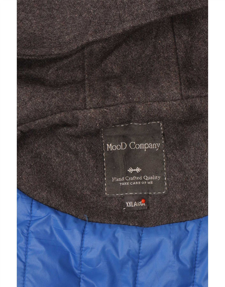 Casaco Duffle Masculino Vintage com Capuz UK 44 2XL Cinza