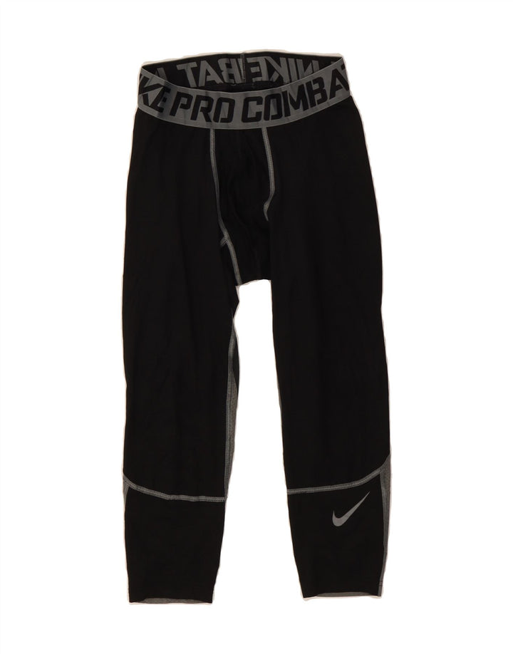 NIKE Womens Graphic Capri Leggings UK 14 Medium  Black Colourblock Vintage Nike and Second-Hand Nike from Messina Hembry 